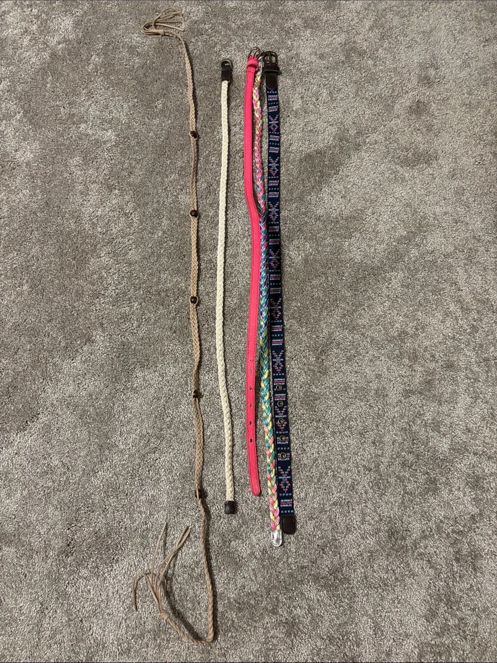 Bundle of 5 Mixed Boho Belts  - Neutral, Pink, Multicolor